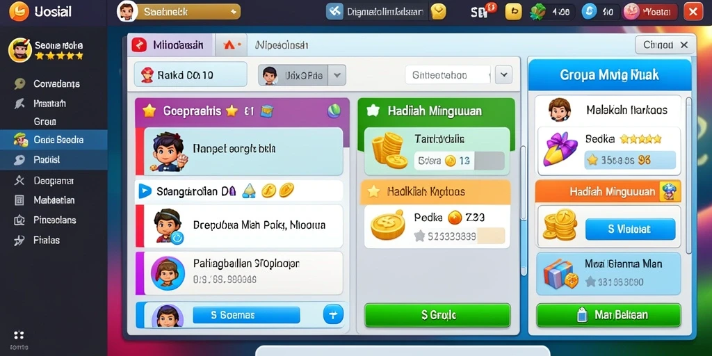 Tampilan antarmuka utama dengan karakter yang siap berpetualang.
